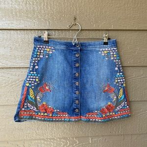 Sneak Peak Denim Embroidered Skirt